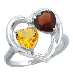 2.61 CTW Diamond, Citrine & Garnet Ring 14K White Gold - REF-33M9K