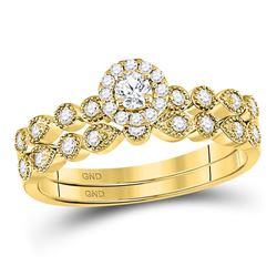 1/3 CTW Round Diamond Stackable Bridal Wedding Engagement Ring 10kt Yellow Gold - REF-39H3W