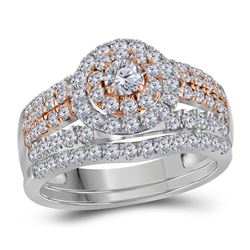 1 & 1/2 CTW Round Diamond Bridal Wedding Engagement Ring 14kt Two-tone Gold - REF-107H9W