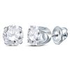 Image 1 : 1 CTW Round Diamond Solitaire Earrings 14kt White Gold - REF-101N9Y