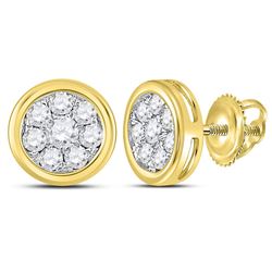 1/2 CTW Round Diamond Circle Cluster Stud Earrings 14kt Yellow Gold - REF-35X9T