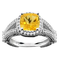 4.10 CTW Citrine & Diamond Ring 10K White Gold - REF-43F5N