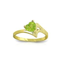 Genuine 0.60 ctw Peridot Ring 14KT Yellow Gold - REF-35P9H