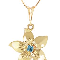 Genuine 0.10 CTW Blue Topaz Necklace 14KT Yellow Gold - REF-38K2V