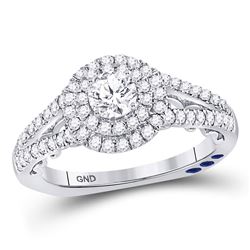 1 CTW Round Diamond Solitaire Bridal Wedding Engagement Ring 14kt White Gold - REF-126R3H