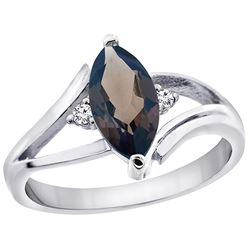 1.24 CTW Quartz & Diamond Ring 14K White Gold - REF-31X2M