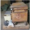 Image 2 : Pallet Rolling Metal & Black Hard Plastic Tool Boxes w/ Tools, Dayton Motor, etc