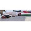 Image 1 : Multiple Rolls Red & Black Carpet, Green Astro-Turf Flooring, Carpet Mats, etc