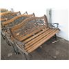 Image 10 : Qty 10 Wood & Iron Garden Benches w/ Armrests (some damaged/missing parts)