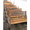 Image 1 : Qty 10 Wood & Iron Garden Benches w/ Armrests (some damaged/missing parts)