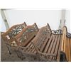 Image 28 : Qty 10 Wood & Iron Garden Benches w/ Armrests (some damaged/missing parts)
