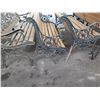 Image 4 : Qty 10 Wood & Iron Garden Benches w/ Armrests (some damaged/missing parts)
