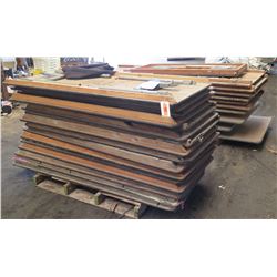 Qty 2 Pallets Wooden Rectangular Folding Tables w/ Metal Legs