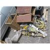 Image 34 : Qty 3 Plastic Bins Cables w/ Looped Ends & Fittings, Straps & Ratchets, etc