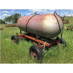 500 gal. Propane tank on 4 wheel farm trailer