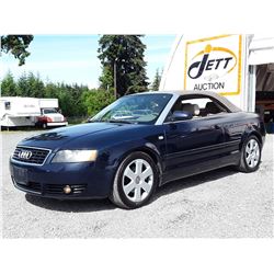 C2 --  2005 AUDI A4 1.8T CONVERTIBLE , Blue , 94,341 MILES