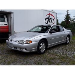 H6 --  2001 CHEVROLET MONTE CARLOS SS , Silver , 165805  KM's