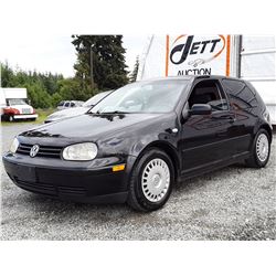 I3 --  2002 VW GOLF GL  , Black , 281748  KM's