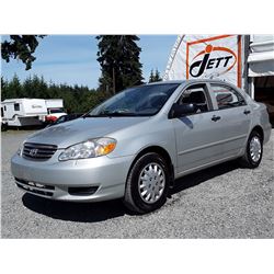B3 --  2004 TOYOTA COROLLA CE , Silver , 230367  KM's