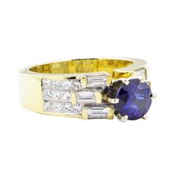 3.08 ctw Sapphire And Diamond Ring - 18KT Yellow Gold