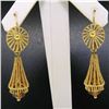 Image 3 : Unique 18K Yellow Gold Open Twisted Wire Dangle Citrine Bead Lever Back Earrings