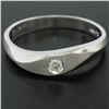 Image 2 : Men's Textured 14K White Gold Bead Set Round Diamond Solitaire Band Ring Sz 9.5