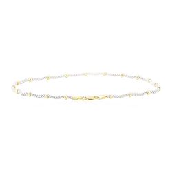 Two-Tone Ankle Bracelet - 14KT White and Yellow Gold