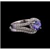 Image 1 : 1.27 ctw Tanzanite and Diamond Ring Set - 14KT White Gold