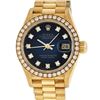 Image 1 : Rolex Ladies 18K Yellow Blue Vignette 1 ctw Diamond President Wristwatch With Ro