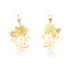 Image 1 : 0.10 ctw Diamond and Pearl Grape Cluster Earrings - 14KT Yellow Gold