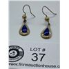 Image 1 : Pair of Sterling and Lapis Teardrop Earrings ( tested)