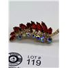 Image 2 : Superb Ruby Red 1950's Rhinestone 3 Pc Brooch and Earring Set