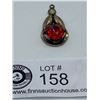 Image 2 : Vintage Sterling & Red Stone Drop Pendant