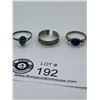 Image 1 : 3 Sterling Silver Rings, 1 with Lapis