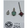 Image 2 : 3 Vintage Sterling Silver and Stone Set Pendants