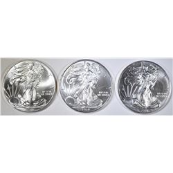 2010, 2011 & 2012 BU AMERICAN SILVER EAGLES