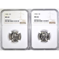 (2) 1965 NICKELS NGC MS-66