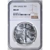 Image 1 : 1991 AMERICAN SILVER EAGLE, NGC MS-69