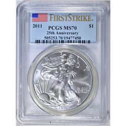 2011 AMERICAN SILVER EAGLE, PCGS MS-70