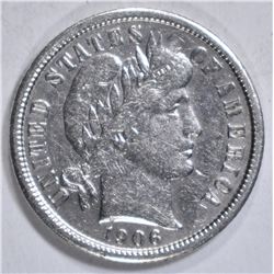 1906 BARBER DIME  AU