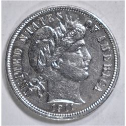 1911-D BARBER DIME  AU/BU