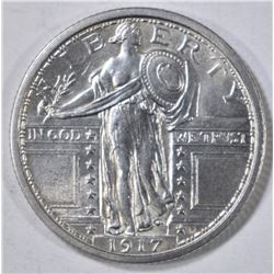 1917 TYPE 1 STANDING LIBERTY QUARTER  BU