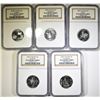 Image 1 : 5 STATE SILVER QUARTERS NGC PF-69 ULTRA CAMEO: