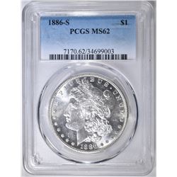 1886-S MORGAN DOLLAR  PCGS MS-62