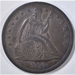 1842 SEATED LIBERTY DOLLAR  XF