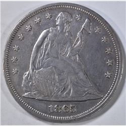 1865 SEATED LIBERTY DOLLAR  XF