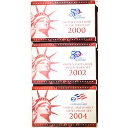 2000, 2002 & 2004 U.S. MINT SILVER PROOF SETS