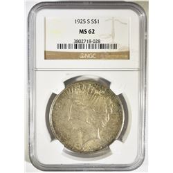 1925-S PEACE DOLLAR NGC MS-62