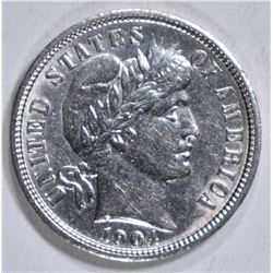 1904 BARBER DIME  AU/BU