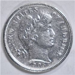 1905-S BARBER DIME  AU